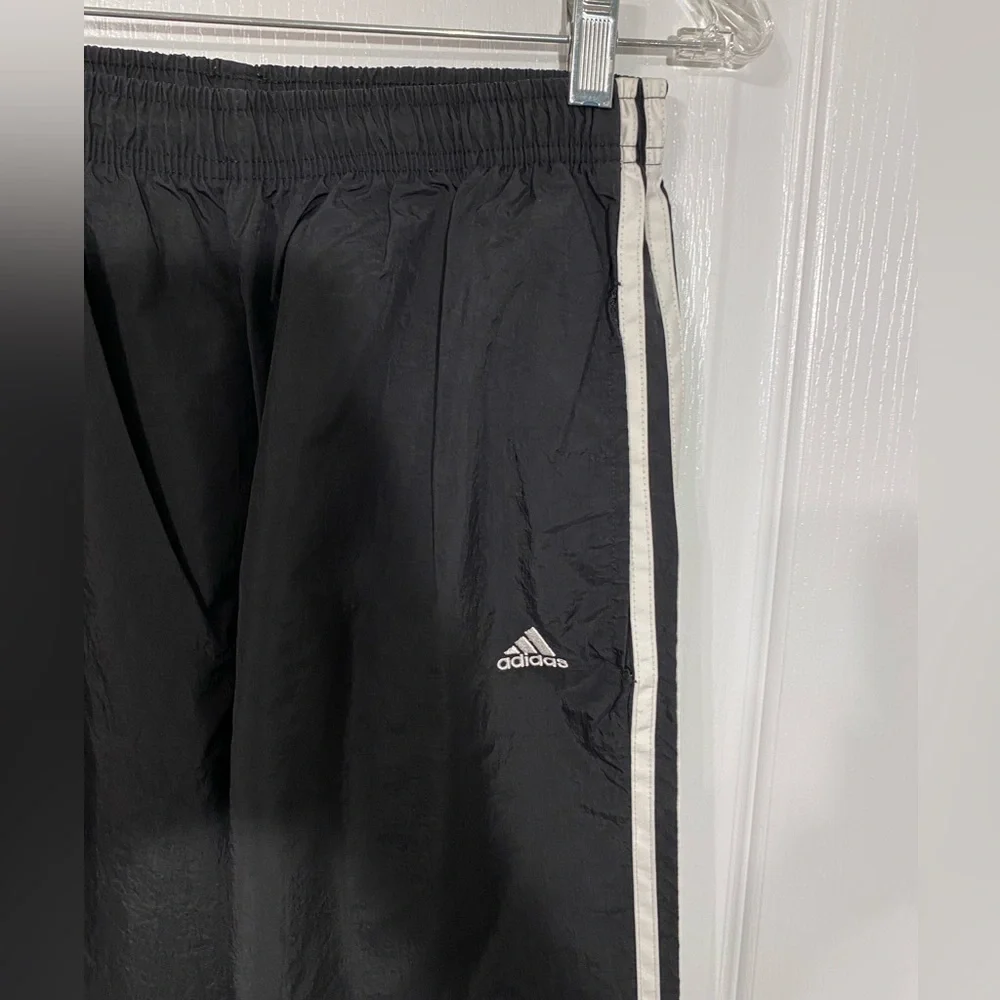 90s Y2K Adidas 3 Stripe Windbreaker Track Pants Vintage Black White Men’s Medium